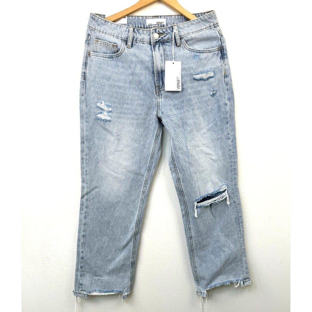 Vervet 28 x 26 Kassie Boyfriend Striaght Distressed Light Wash Jeans Size 6